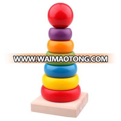 best business ideas preschool school kids colorful products pine wood Rainbow Tower montessori math set educational toys wooden