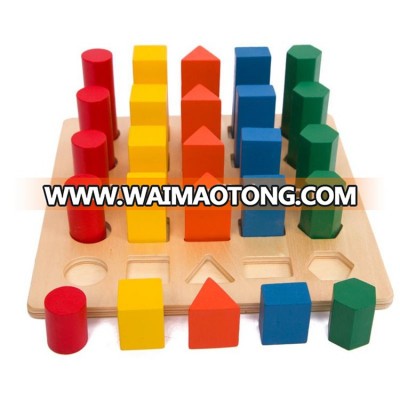 5 different color and shape education Infant teaching aids wooden toy The math geometry set of the step ladder building blocks