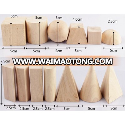 12 pcs Solid wood color kids Montessori math educational toy geometric wood molding shapes